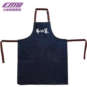 織帶繞頸牛仔布圍裙-F865
