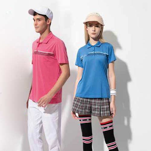男女款粉紅/寶石藍彈性透氣短POLO衫-AK19233 ＆  AK19735
