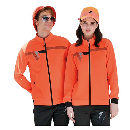 男女款螢光橘 彈力針織外套-AK21168